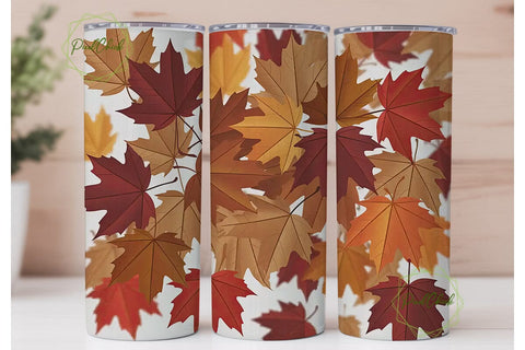 Autumn Maple Leaves 20oz Tumbler Wrap Sublimation PixelChick 