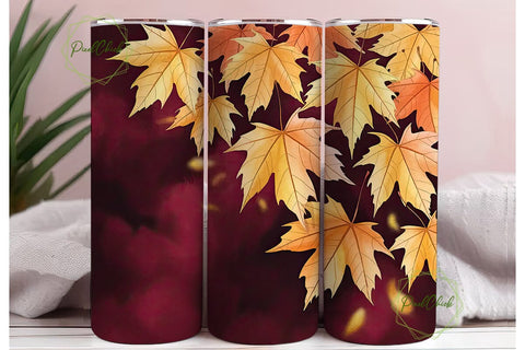Autumn Maple Leaves 20oz Tumbler Wrap Sublimation PixelChick 