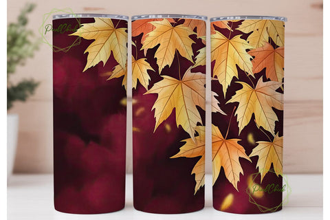 Autumn Maple Leaves 20oz Tumbler Wrap Sublimation PixelChick 