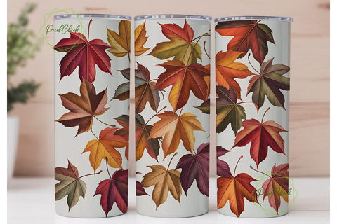 Autumn Maple Leaves 20oz Tumbler Wrap Sublimation PixelChick 