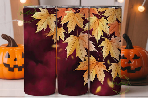 Autumn Maple Leaves 20oz Tumbler Wrap Sublimation PixelChick 