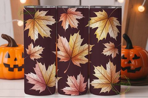 Autumn Maple Leaves 20oz Tumbler Wrap Sublimation PixelChick 