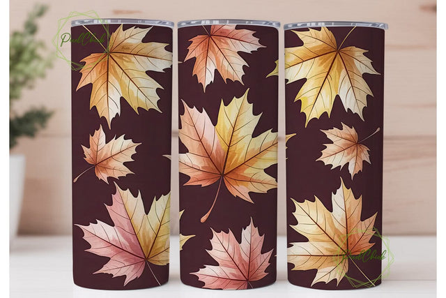 Autumn Maple Leaves 20oz Tumbler Wrap Sublimation PixelChick 