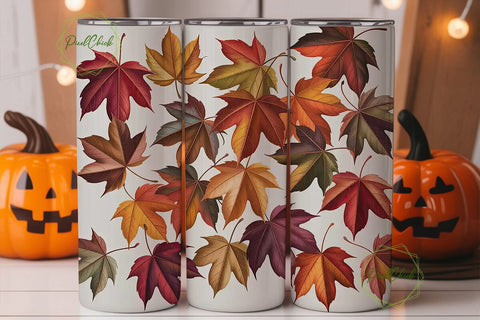 Autumn Maple Leaves 20oz Tumbler Wrap Sublimation PixelChick 