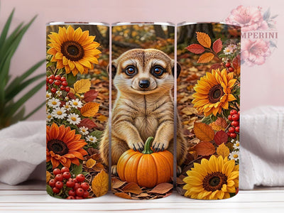 Autumn Meerkat Pumpkin 20oz Tumbler, Meerkat Design, Autumn Pumpkin, Fall Theme, Sublimation Wrap, 20oz Tumbler, Whimsical Aesthetic, Harvest Charm Sublimation Li Zamperini 