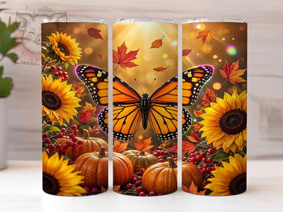 Autumn Monarch Butterfly 20oz Tumbler, Butterfly Design, Monarch Motif, Autumn Theme, Rustic Charm, Nature Inspired, 20oz Wrap, Sublimation Tumbler Sublimation Lara' s Designs 