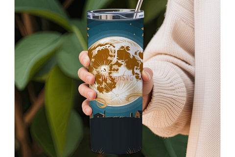 Autumn Moon Farmhouse 20oz Tumbler Wrap Sublimation DesignSVG 