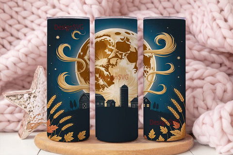 Autumn Moon Farmhouse 20oz Tumbler Wrap Sublimation DesignSVG 