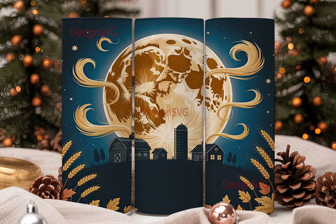 Autumn Moon Farmhouse 20oz Tumbler Wrap Sublimation DesignSVG 