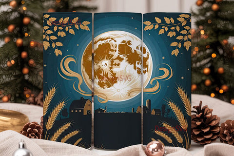 Autumn Moon Farmhouse 20oz Tumbler Wrap Sublimation DesignSVG 