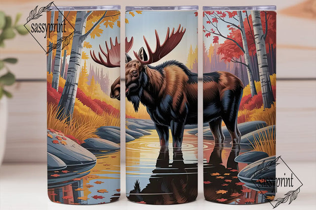 Autumn Moose 20oz Tumbler Wrap Sublimation sassyprint 
