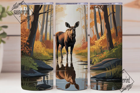 Autumn Moose 20oz Tumbler Wrap Sublimation sassyprint 