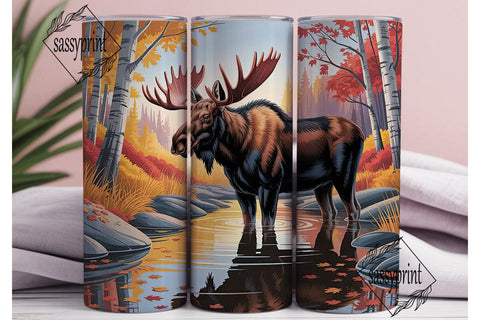 Autumn Moose 20oz Tumbler Wrap Sublimation sassyprint 