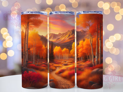 Autumn Mountain Forest Tumbler, Autumn Landscape, Mountain Scene, Nature Theme, Rustic Style, 20Oz Tumbler, Sublimation Wrap Sublimation SvggirlplusArt 