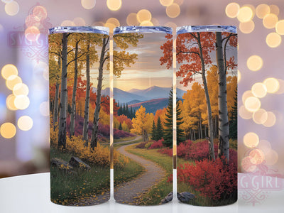 Autumn Mountain Forest Tumbler, Autumn Landscape, Mountain Scene, Nature Theme, Rustic Style, 20Oz Tumbler, Sublimation Wrap Sublimation SvggirlplusArt 