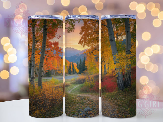 Autumn Mountain Forest Tumbler, Autumn Landscape, Mountain Scene, Nature Theme, Rustic Style, 20Oz Tumbler, Sublimation Wrap Sublimation SvggirlplusArt 