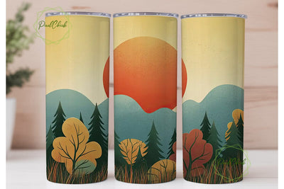 Autumn Mountain Sunset 20oz Tumbler Wrap Sublimation PixelChick 