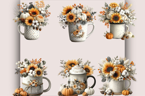 Autumn Mug Clipart PNG Bundle. Sublimation SVGArt 