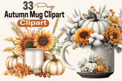 Autumn Mug Clipart PNG Bundle. Sublimation SVGArt 