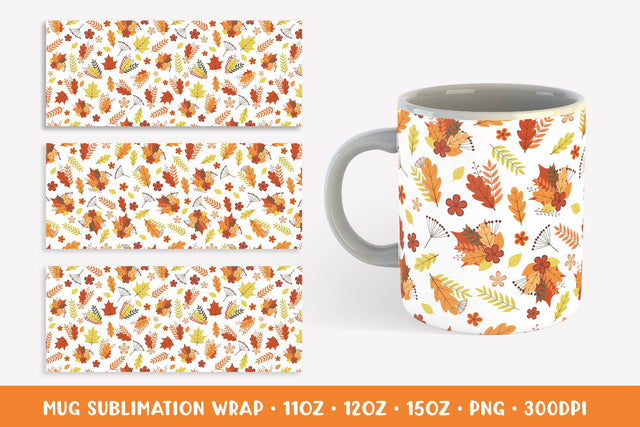 Autumn Mug Sublimation Wrap. Fall Leaves Mug Designs APM2821 Sublimation LaBelezoka 