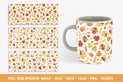 Autumn Mug Sublimation Wrap. Fall Leaves Mug Designs APM2822 Sublimation LaBelezoka 