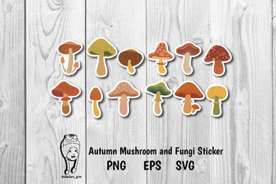Autumn Mushroom and Fungi Sticker svg png eps SVG dadan_pm 