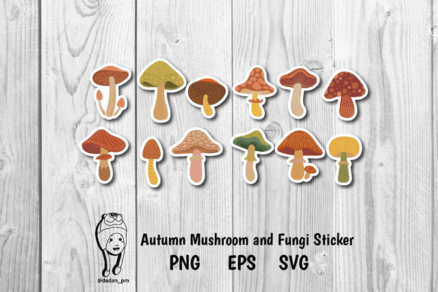 Autumn Mushroom and Fungi Sticker svg png eps SVG dadan_pm 