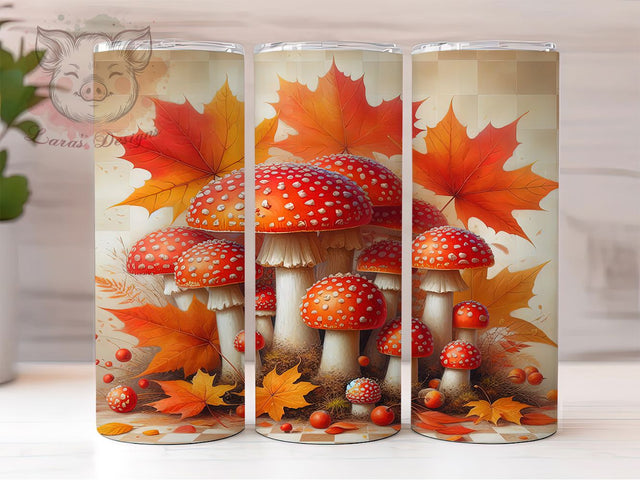 Autumn Mushroom Cottagecore Tumbler Wrap, Fall Leaves Wrap, Forest Cottagecore PNG, 20OZ Sublimation Design, Botanical Fall Cup, Rustic Nature Tumbler, Whimsical Autumn Wrap Sublimation Lara' s Designs 