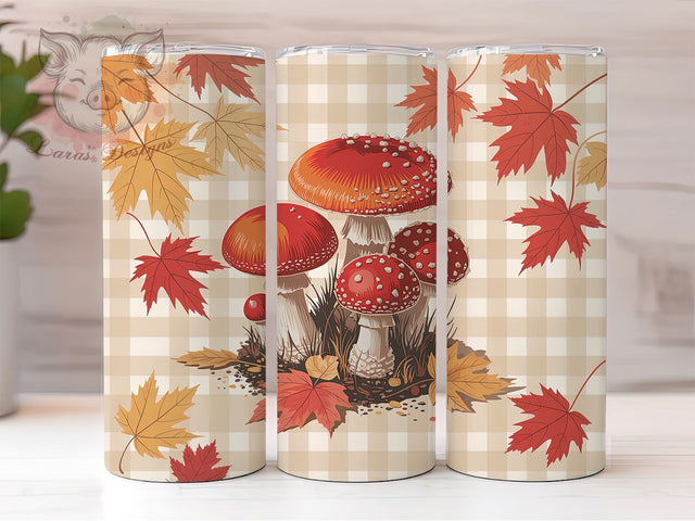 Autumn Mushroom Cottagecore Tumbler Wrap, Fall Leaves Wrap, Forest Cottagecore PNG, 20OZ Sublimation Design, Botanical Fall Cup, Rustic Nature Tumbler, Whimsical Autumn Wrap Sublimation Lara' s Designs 