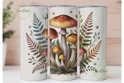 Autumn Mushroom & Fern 20oz Tumbler Wrap Sublimation PixelChick 