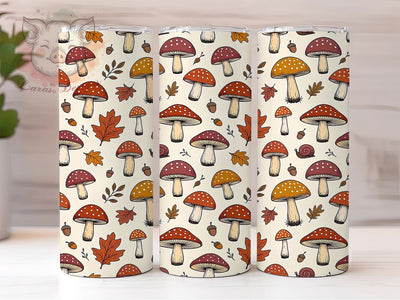Autumn Mushroom Folk 20oz Tumbler, Mushroom Folk Motif, Autumn Art Design, Cozy Theme, Rustic Accent, Whimsical Charm, Sublimation Wrap, 20oz Tumbler Sublimation Lara' s Designs 