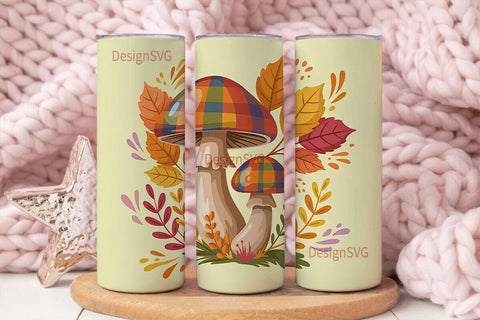 Autumn Mushrooms 20oz Tumbler Wrap Sublimation DesignSVG 