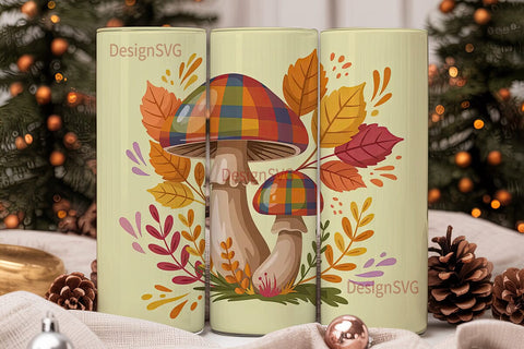 Autumn Mushrooms 20oz Tumbler Wrap Sublimation DesignSVG 