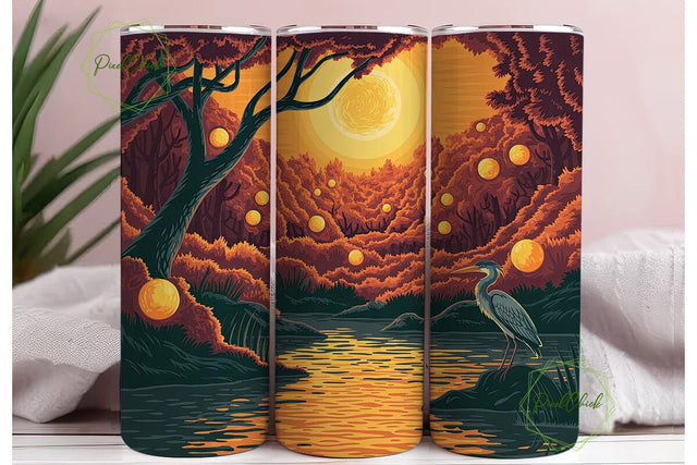 Autumn Mystical Forest 20oz Tumbler Wrap Sublimation PixelChick 