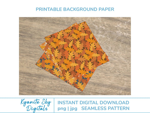 Autumn Oak Leaves 12x12" digital paper background seamless pattern Digital Pattern Kyanite Sky Digitals 