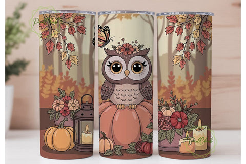 Autumn Owl 20oz Tumbler Wrap Sublimation PixelChick 