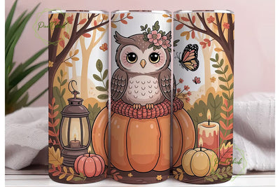 Autumn Owl 20oz Tumbler Wrap Sublimation PixelChick 