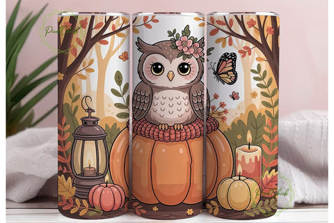Autumn Owl 20oz Tumbler Wrap Sublimation PixelChick 