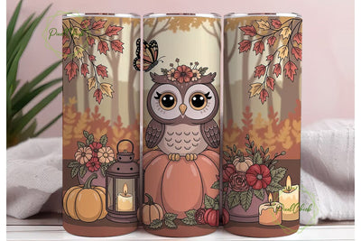 Autumn Owl 20oz Tumbler Wrap Sublimation PixelChick 