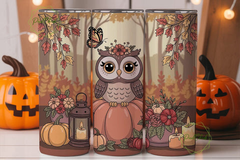 Autumn Owl 20oz Tumbler Wrap Sublimation PixelChick 