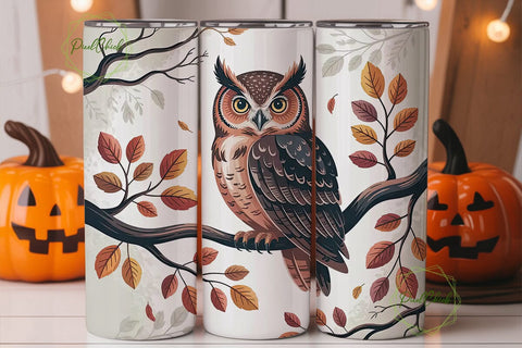 Autumn Owl 20oz Tumbler Wrap Sublimation PixelChick 