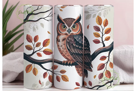 Autumn Owl 20oz Tumbler Wrap Sublimation PixelChick 