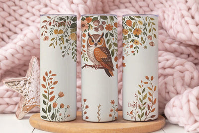 Autumn Owl Floral 20oz Tumbler Wrap Sublimation DesignSVG 