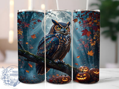 Autumn Owl Moon 20oz Tumbler, Owl Design, Autumn Theme, Moon Motif, Mystical Style, Whimsical Charm, 20oz Wrap, Sublimation Tumbler Sublimation ToriDesigns 