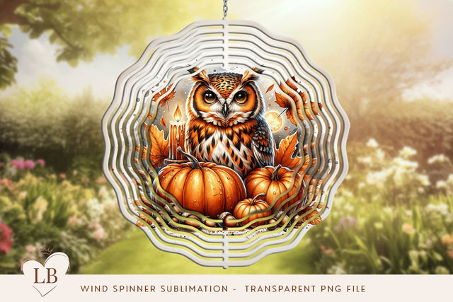 Autumn Owl Wind Spinner Sublimation Design - Fall Themed Sublimation BijouBay 