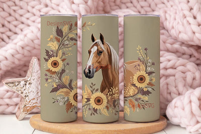 Autumn Palomino Horse 20oz Tumbler Wrap Sublimation DesignSVG 