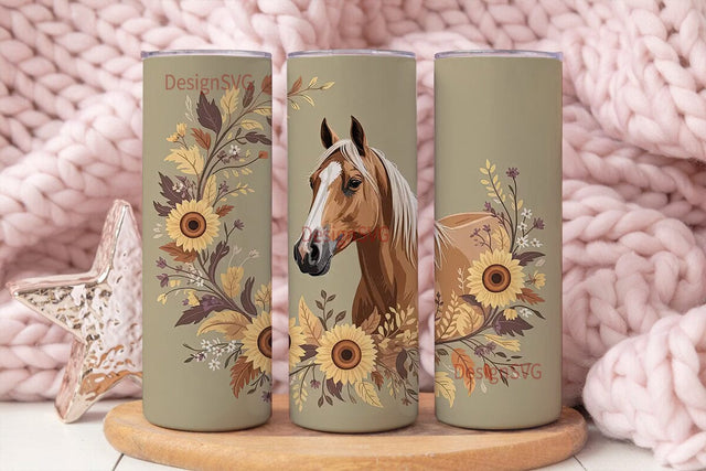 Autumn Palomino Horse 20oz Tumbler Wrap Sublimation DesignSVG 