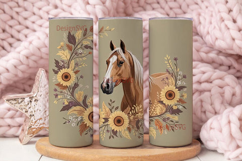 Autumn Palomino Horse 20oz Tumbler Wrap Sublimation DesignSVG 