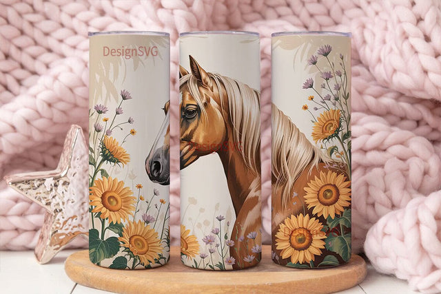 Autumn Palomino Horse 20oz Tumbler Wrap Sublimation DesignSVG 