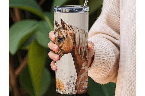 Autumn Palomino Horse 20oz Tumbler Wrap Sublimation DesignSVG 